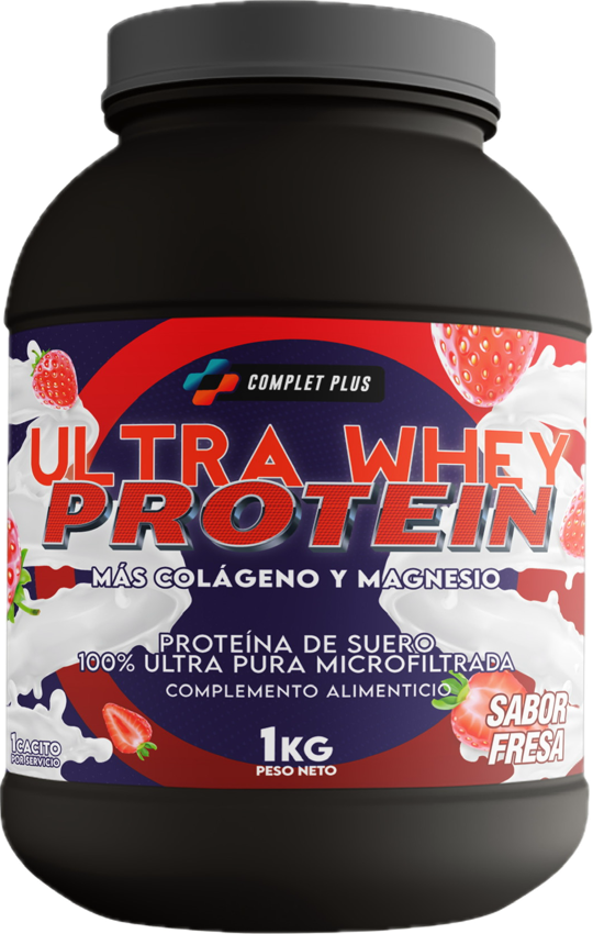 Recuperador Proteico - Ultra Whey Protein con Colageno y Magnesio Sabor Fresa