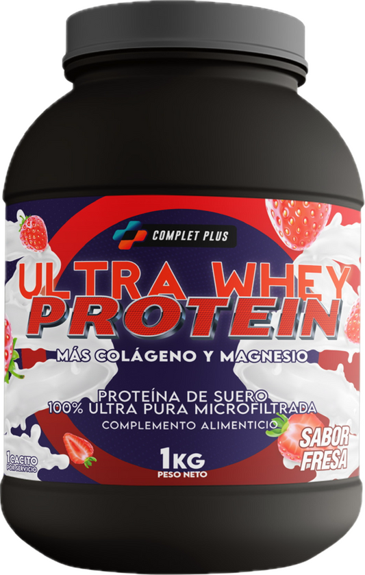 Recuperador Proteico - Ultra Whey Protein con Colageno y Magnesio Sabor Fresa